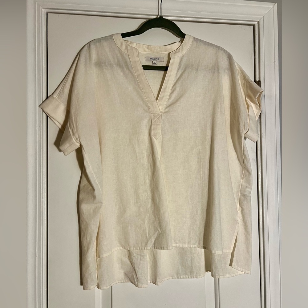 MADEWELL Cropped Oversized Kapok Cotton Woven Blend Top